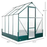 Outsunny 8.2' x 6.2' Greenhouse Aluminum Frame with Temperature Controlled Window(m-3)