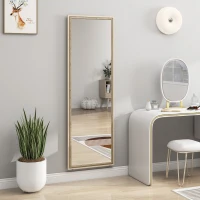 HOMCOM Full Length Mirror, 64" x 21" Rectangle Full Body Mirror with Dual-Tone Frame for Bedroom, White Wood Grain(m-9)