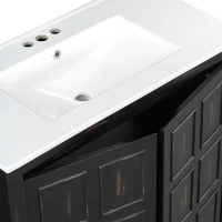 36" Bathroom Vanity with Ceramic Sink, Solid Wood Construction, Storage Cabinet with Soft Close Doors, 36" L x 18.5" W x 34" H, Espresso(m-10)