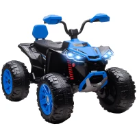 Qaba 2-Seater All-Terrain 4 Wheeler, 24V Kids ATV Ride-On, Electric Quad Car with Dual Motor, for Boys and Girls, Blue(m-11)