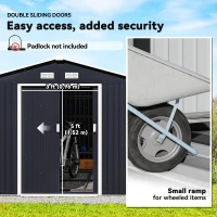 Outsunny 11' x 9' Metal Storage Shed Garden Tool House with Double Sliding Doors, 4 Air Vents for Backyard, Patio, Lawn Dark Grey(m-5)