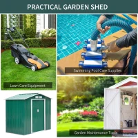 Outsunny 7' x 4' x 6' Garden Storage Shed Outdoor Patio Metal Tool Storage House w/ Foundation Kit and Double Doors Green(m-6)