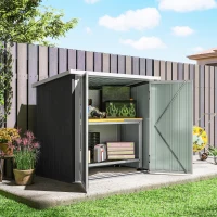 Outsunny 5x3 Metal Garden Storage Shed with Double Door, Durable Metal Shed for Garden, Patio, Lawn, Black(m-9)