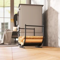 Outsunny Firewood Rack Outdoor, 17 Inch Heavy Duty Log Holder for Indoor Fireplace Storage, Outdoor Curved Fire Wood Organizer(m-7)