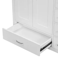 36" Bathroom Vanity with Ceramic Sink, 2 Soft-Close Doors and 5 Drawers, Cabinet with Free-Standing Design, 36" L x 18" W x 34" H, White(m-12)