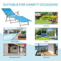 Outsunny Outdoor Folding Lounge Chair, 7-Position Adjustable Zero Gravity Lounge Chair with Pillow, Portable Reclining Tri-Fold Chaise for Beach, Swimming Pool, Light Blue(m-7)