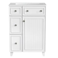 24" Bathroom Vanity Cabinet with 2 Drawers and 1 Door, Ceramic Sink, Cabinet with Solid Wood Construction, 24" L x 18.5" W x 34.5" H, White(m-2)