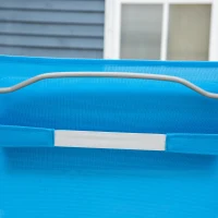 Outsunny Outdoor Folding Lounge Chair, 7-Position Adjustable Zero Gravity Lounge Chair with Pillow, Portable Reclining Tri-Fold Chaise for Beach, Swimming Pool, Light Blue(m-9)