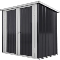 Outsunny 5x3 Metal Garden Storage Shed with Double Door, Durable Metal Shed for Garden, Patio, Lawn, Black(m-2)
