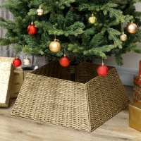 HOMCOM Rustic Christmas Tree Skirt, Plastic Christmas Tree Collar for Party, Holiday, Home Decoration, Natural(m-1)