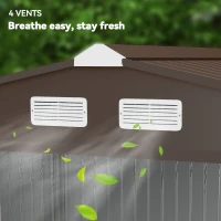 Outsunny 9.1'x6.4'x6.3' Garden Storage Shed w/ Floor Foundation Metal Tool Storage House w/ Double Doors Dark Grey Yellow(m-9)