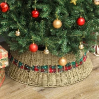HOMCOM 28 inch Rustic Christmas Tree Skirt, Rattan Woven Christmas Tree Collar for Party, Holiday, Home Decoration, Natural(m-7)
