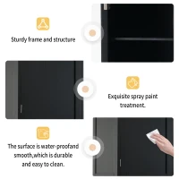 Tall Bathroom Storage Cabinet with Glass Doors, Free-Standing Design, Adjustable Shelves for Stylish Organization, 18" L x 14" W x 63" H, Black(m-8)