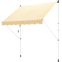 Outsunny 10x5ft Manual Retractable Awning, Patio Sun Shade Canopy Shelter with 5.6-9.2ft Support Pole, Water Resistant UV Protector, for Window, Door, Porch, Deck, Yellow(m-11)