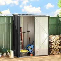 Outsunny 5' x 3' Outdoor Storage Shed, Steel Garden Shed with Single Lockable Door, Tool Storage Shed for Backyard, Black(m-1)