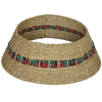 HOMCOM 28 inch Rustic Christmas Tree Skirt, Rattan Woven Christmas Tree Collar for Party, Holiday, Home Decoration, Natural(m-11)
