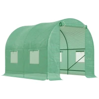 Outsunny 8'x6.6'x6.6' Heavy Duty Walk-in Greenhouse Garden Tunnel Hot House Outdoor Flower Vegetable Growth Warm House Roll Up Door, Windows, Steel(m-2)