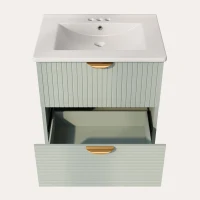 Modern Wall-Mounted Bathroom Vanity with 2 Drawers, Space-Saving Design for Small Bathrooms, 24" L x 18" W x 23" H, Green(m-14)