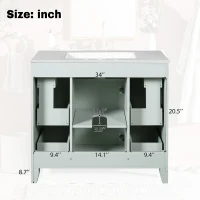 36" Bathroom Vanity with Ceramic Sink, Soft-Close Doors and Drawers, Storage Cabinet with Adjustable Shelf, 36" L x 18" W x 34" H, Green(m-4)
