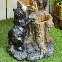Outsunny 22.4" Outdoor Fountain, 3-Tier Resin Resin Bears and Honey Beehive Outdoor Waterfall Fountain with LED Lights, Pump(m-9)