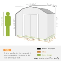Outsunny 8' x 4' Galvanized Outdoor Storage Shed, Garden Shed with Adjustable Shelves, Double Sliding Doors and Vents(m-3)