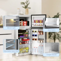 HOMCOM Small Fridge with Freezer, 4 Cu Ft Refrigerator with Reversible Doors, White(m-7)