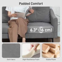 HOMCOM 2 Seater Sofa, Small Modern Couch with High-Resilience Foam, Thicken Padding, Button Tufted, Grey(m-4)