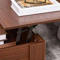 HOMCOM Lift Top Coffee Table with Hidden Storage Compartment and Open Shelf, Center Table for Living Room, Brown(m-8)