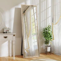 HOMCOM Full Length Mirror, 64" x 21" Rectangle Full Body Mirror with Dual-Tone Frame for Bedroom, White Wood Grain(m-1)