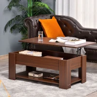 HOMCOM Lift Top Coffee Table with Hidden Storage Compartment and Open Shelf, Center Table for Living Room, Brown(m-7)