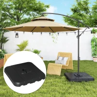 Outsunny 4 Pieces Square Patio Umbrella Base Stand, Outdoor Cantilever Offset Umbrella Weights, 198lb Capacity Water or 286lb Capacity Sand, Black(m-2)