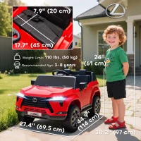 Qaba 12V Ride On Car, Licensed Lexus GX550, 2-Seater Kids Electric Vehicle with Remote Control and Suspension System, Red(m-3)