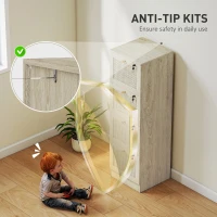 HOMCOM 4 Drawer Filing Cabinet with Lock, Boho File Cabinet for A4 Letter Size Files with Decorative Rattan Accents, Oak(m-7)