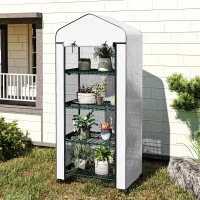 Outsunny Portable Greenhouse, Outdoor Hot House Plant Flower Greenhouse with 4 Tier Shelves, PE Cover, White(m-10)