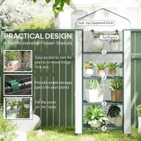 Outsunny Portable Greenhouse, Outdoor Hot House Plant Flower Greenhouse with 4 Tier Shelves, PE Cover, White(m-4)