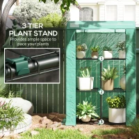 Outsunny Mini Greenhouse with 3 Tier Shelves, 3 Roll-Up Doors for Indoor Outdoor, Green(m-5)