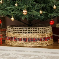 HOMCOM 23 inch Rustic Christmas Tree Skirt, Water Hyacinth Christmas Tree Collar for Party, Holiday, Home Decoration, Natural(m-1)