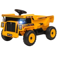 Qaba Kids Electric Car, Ride On Dump Truck, 12V Ride On Toy with Electric Dump Bed and Remote Control, Yellow(m-2)