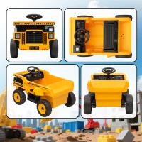 Qaba Kids Electric Car, Ride On Dump Truck, 12V Ride On Toy with Electric Dump Bed and Remote Control, Yellow(m-10)