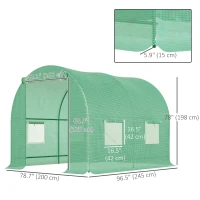 Outsunny 8'x6.6'x6.6' Heavy Duty Walk-in Greenhouse Garden Tunnel Hot House Outdoor Flower Vegetable Growth Warm House Roll Up Door, Windows, Steel(m-3)