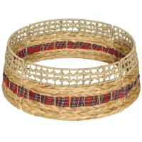 HOMCOM 23 inch Rustic Christmas Tree Skirt, Water Hyacinth Christmas Tree Collar for Party, Holiday, Home Decoration, Natural(m-10)