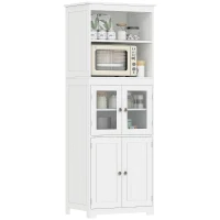HOMCOM 63" Small Buffet with Hutch, 4-Door Kitchen Pantry, Freestanding Storage Cabinet with Adjustable Shelf for Dining Room, Living Room, White(m-1)