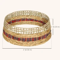 HOMCOM 23 inch Rustic Christmas Tree Skirt, Water Hyacinth Christmas Tree Collar for Party, Holiday, Home Decoration, Natural(m-3)