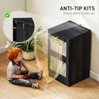 HOMCOM 2 Drawer Filing Cabinet with Lock, Boho File Cabinet for A4 Letter Size Files with Decorative Rattan Accents, Black(m-7)