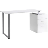HOMCOM 47" Computer Desk Writing Table Workstation with Multi-Use Reversible File Drawers Metal Frame Home Office Furniture, White(m-2)