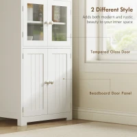 HOMCOM 63" Small Buffet with Hutch, 4-Door Kitchen Pantry, Freestanding Storage Cabinet with Adjustable Shelf for Dining Room, Living Room, White(m-5)