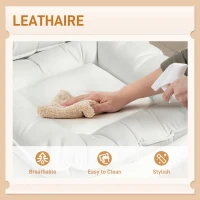 HOMCOM Criss Cross Chair, Armless Wide Office Chair with Leathaire Upholstery, Tilting, No Wheels, White(m-6)