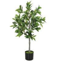 HOMCOM Potted Fake Plant, Lifelike Laurel Artificial Tree with 345 PEVA Leaves for Home Decor, Green(m-1)