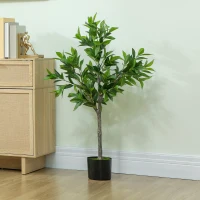HOMCOM Potted Fake Plant, Lifelike Laurel Artificial Tree with 345 PEVA Leaves for Home Decor, Green(m-10)