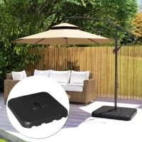 Outsunny 4 Pieces Square Patio Umbrella Base Stand, Outdoor Cantilever Offset Umbrella Weights, 198lb Capacity Water or 286lb Capacity Sand, Black(m-8)